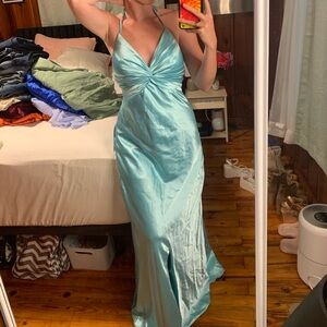 Elegant Blue Halter Dress